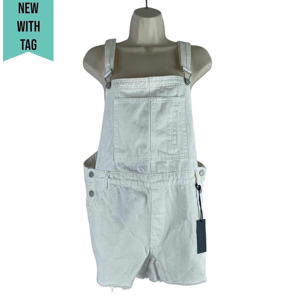 Blank NYC Side Low Cut Denim Shortall Lightbox White Size 31 - Picture 4 of 10